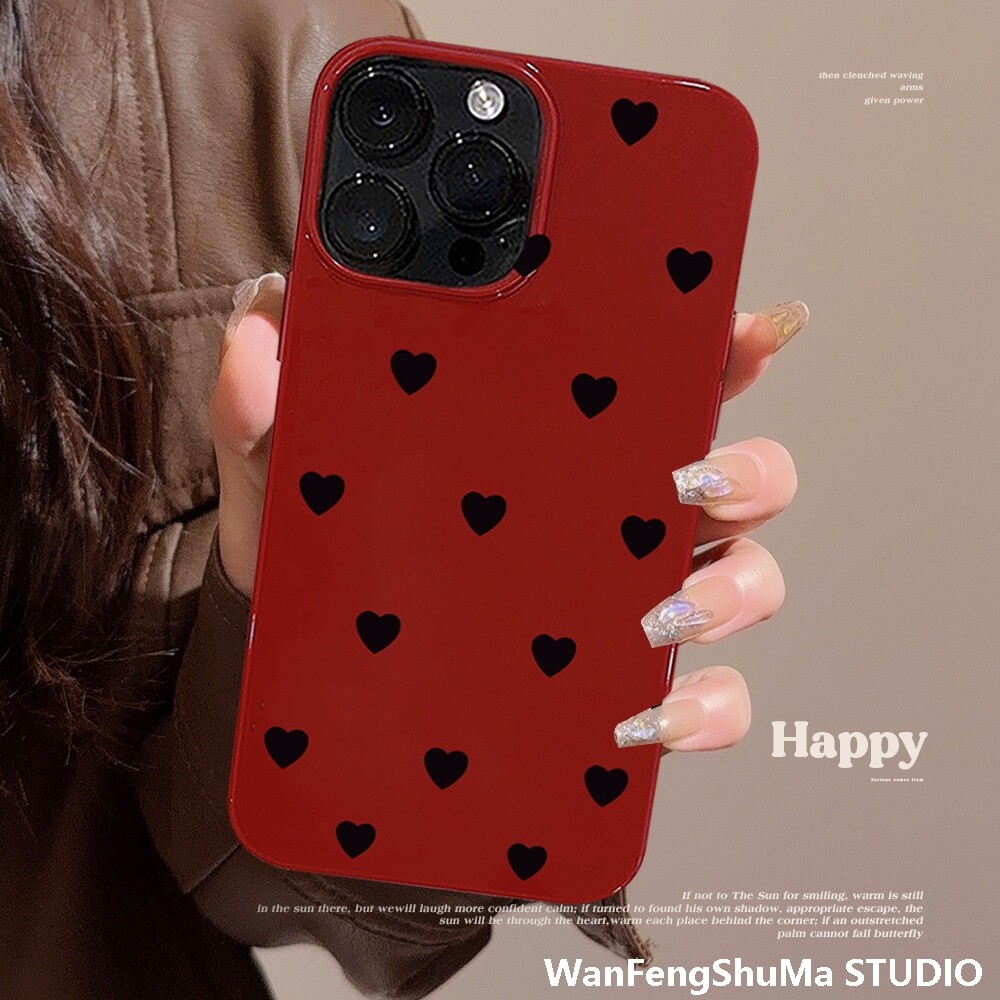 틈새 기능 블랙 러브 14 애플 16프로 맥스 레트로 레드 15 휴대폰 케이스 14 소프트 IPHONE13에 적합