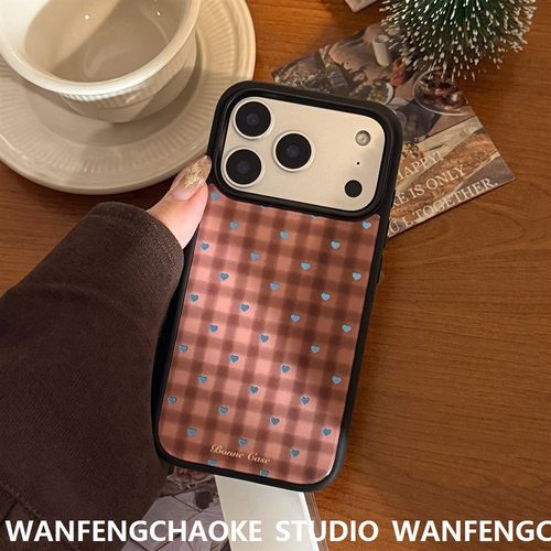 鎏金蓝爱心苹果17Promax手机壳