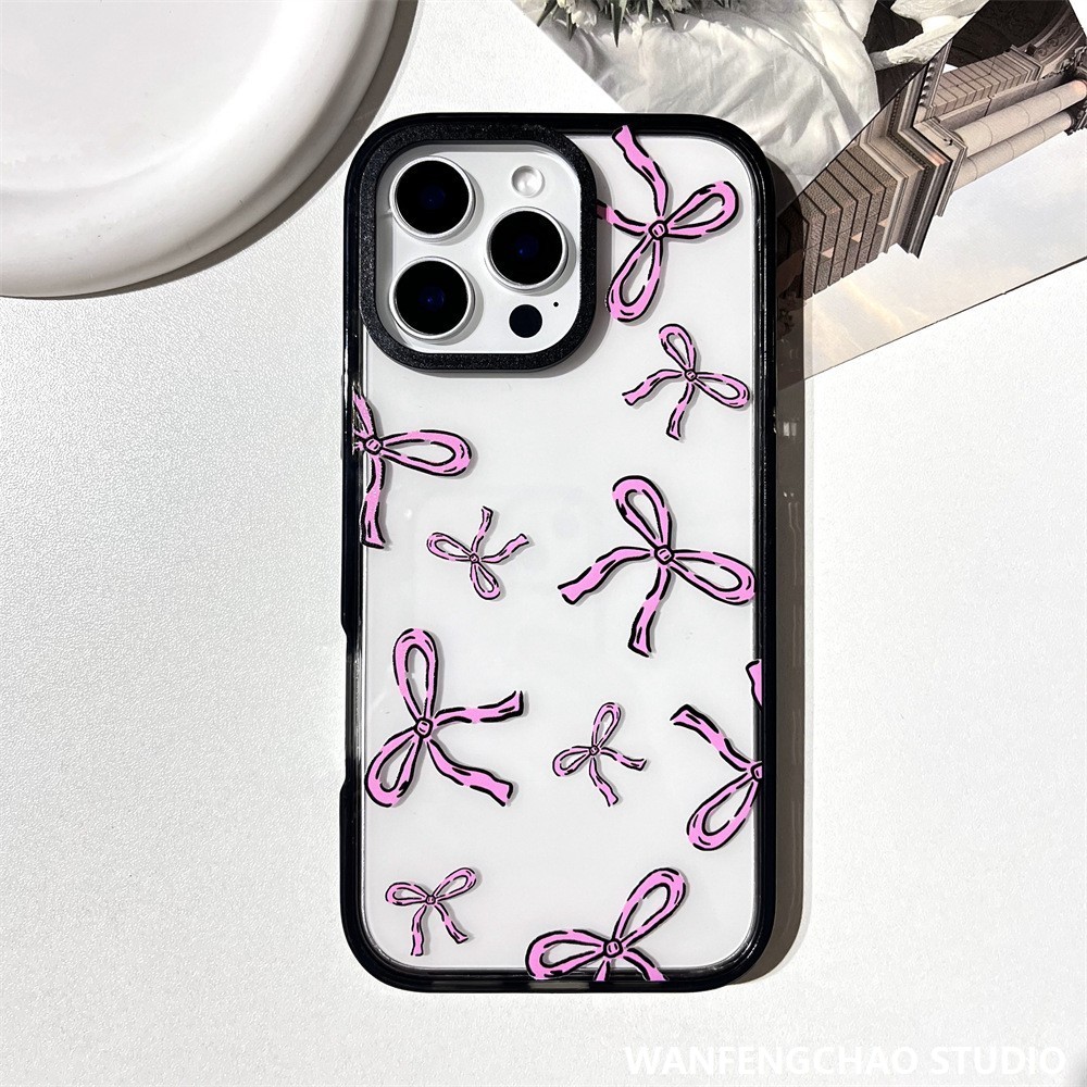 ins蝴蝶结iPhone14手机壳11苹果适用15promax少女16彩绘12亚克力