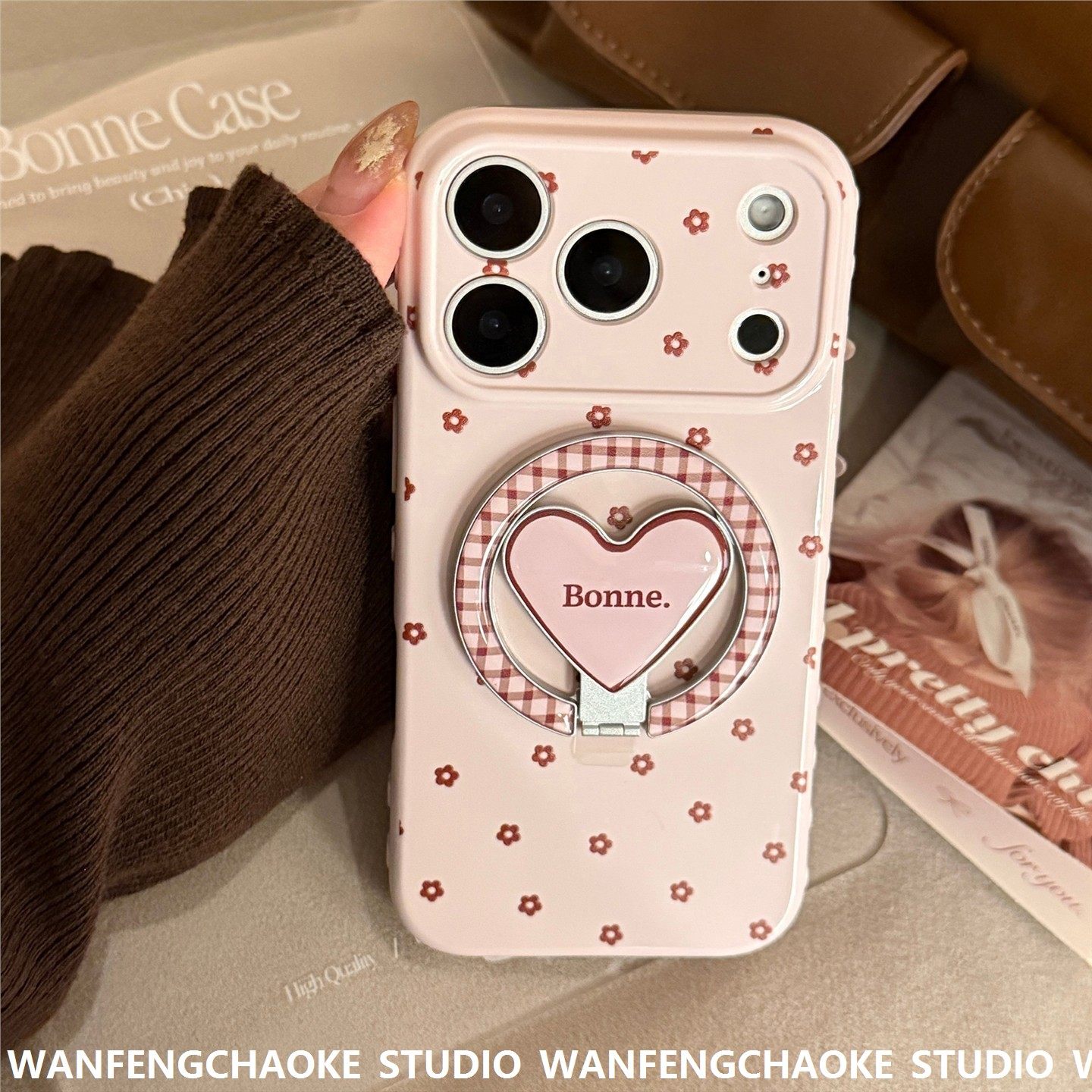 适用苹果17保护壳iphone16promax红棕花朵15磁吸支架14气质手机包,运动包/户外包/配件,钱包,淘宝优惠券,粉丝福利购,淘宝优惠卷