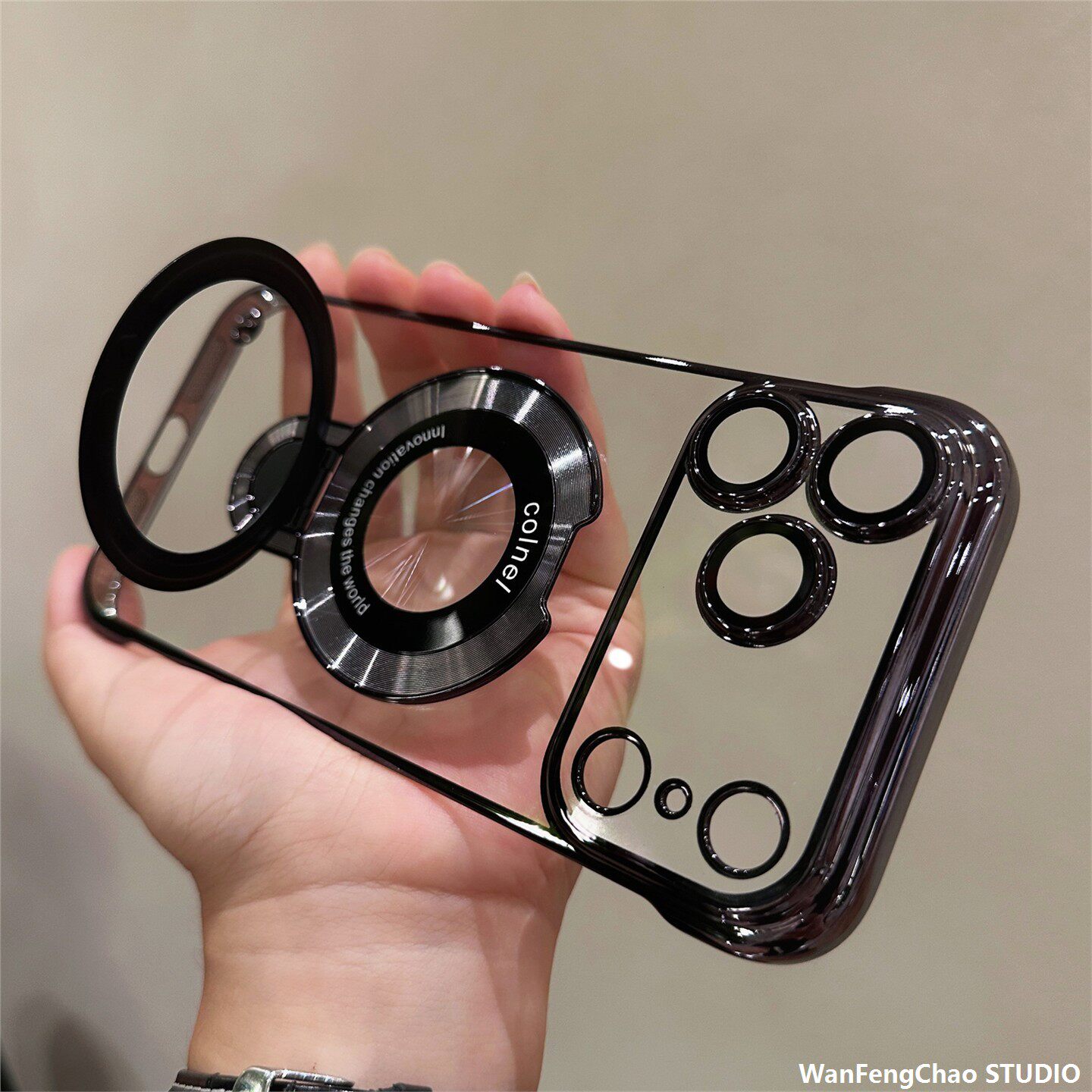 电镀无边框磁吸支架适用iPhone17PROMAX手机包苹果16超薄保护套15