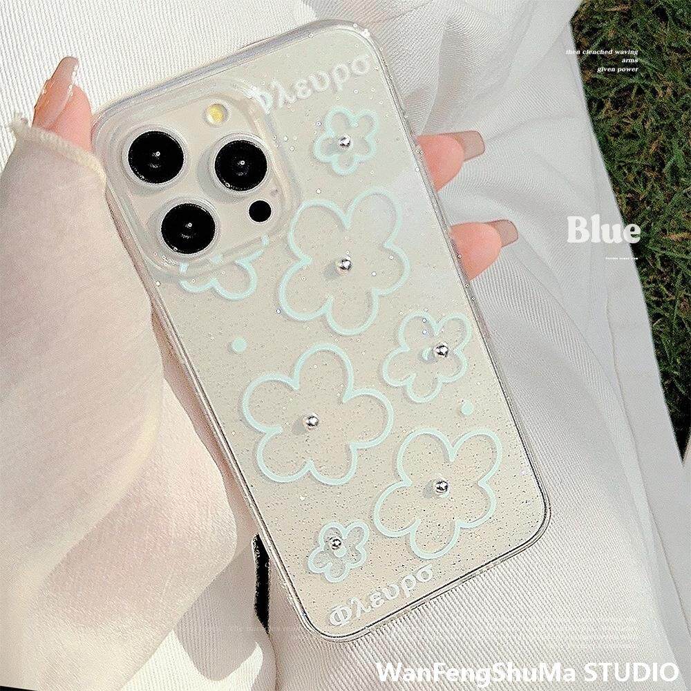 IPHONE14 APPLE 15 휴대폰 케이스 13PROMAX NICHE 11 GLITTER 12 TRANSPARENT에 적합한 일본과 한국의 간단한 꽃