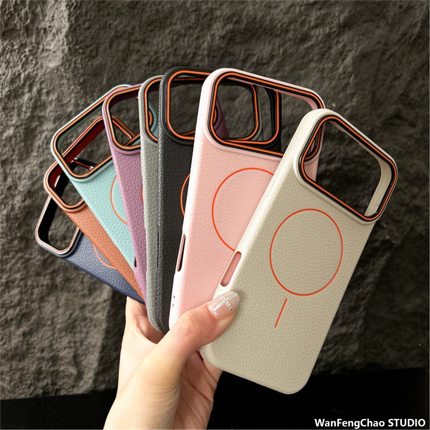 简约荔枝皮纹磁吸适用17pr