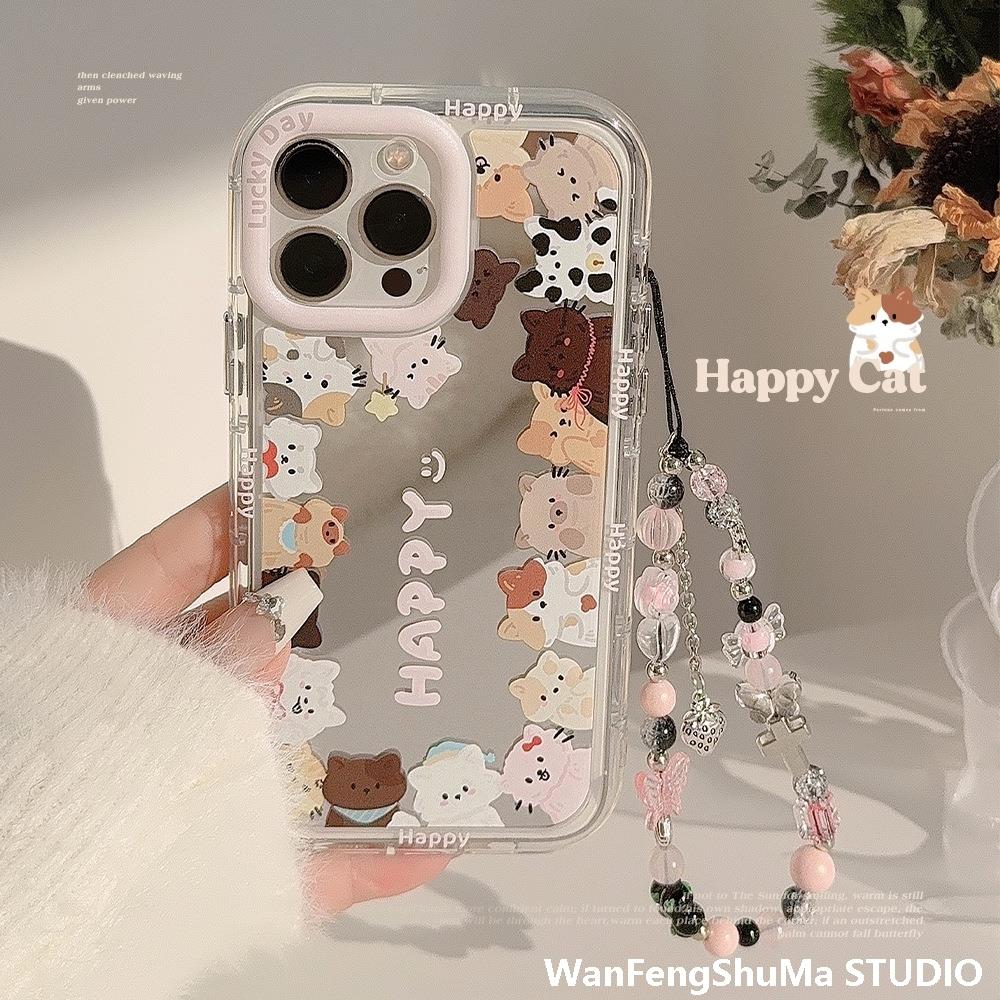 ins可爱镜面猫咪适用16Pro Max苹果15手机壳iPhone14韩风13挂绳12