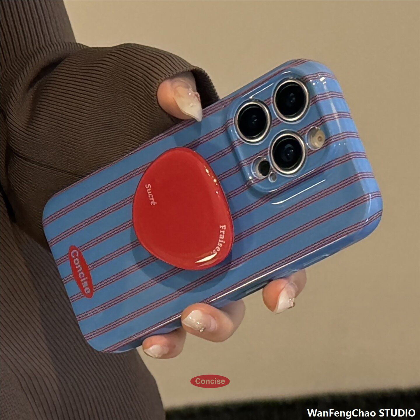 红蓝条纹17保护套16菲林复古个性支架15全包14手机包