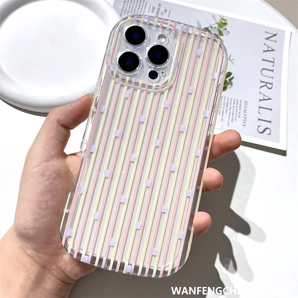 撞色条纹iphone16新款手机壳苹果15promax气囊14适用13透明12精孔
