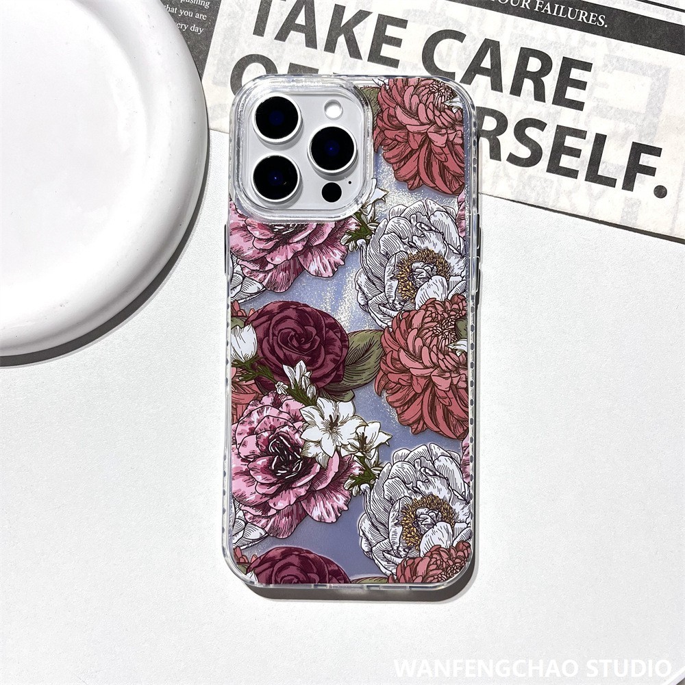 小众复古风适用苹果15promax手机壳iphone16花朵13创意14高级感