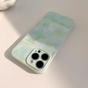 青绿色晕染iphone15苹果14proma手机硅胶13适用12油画11男女软