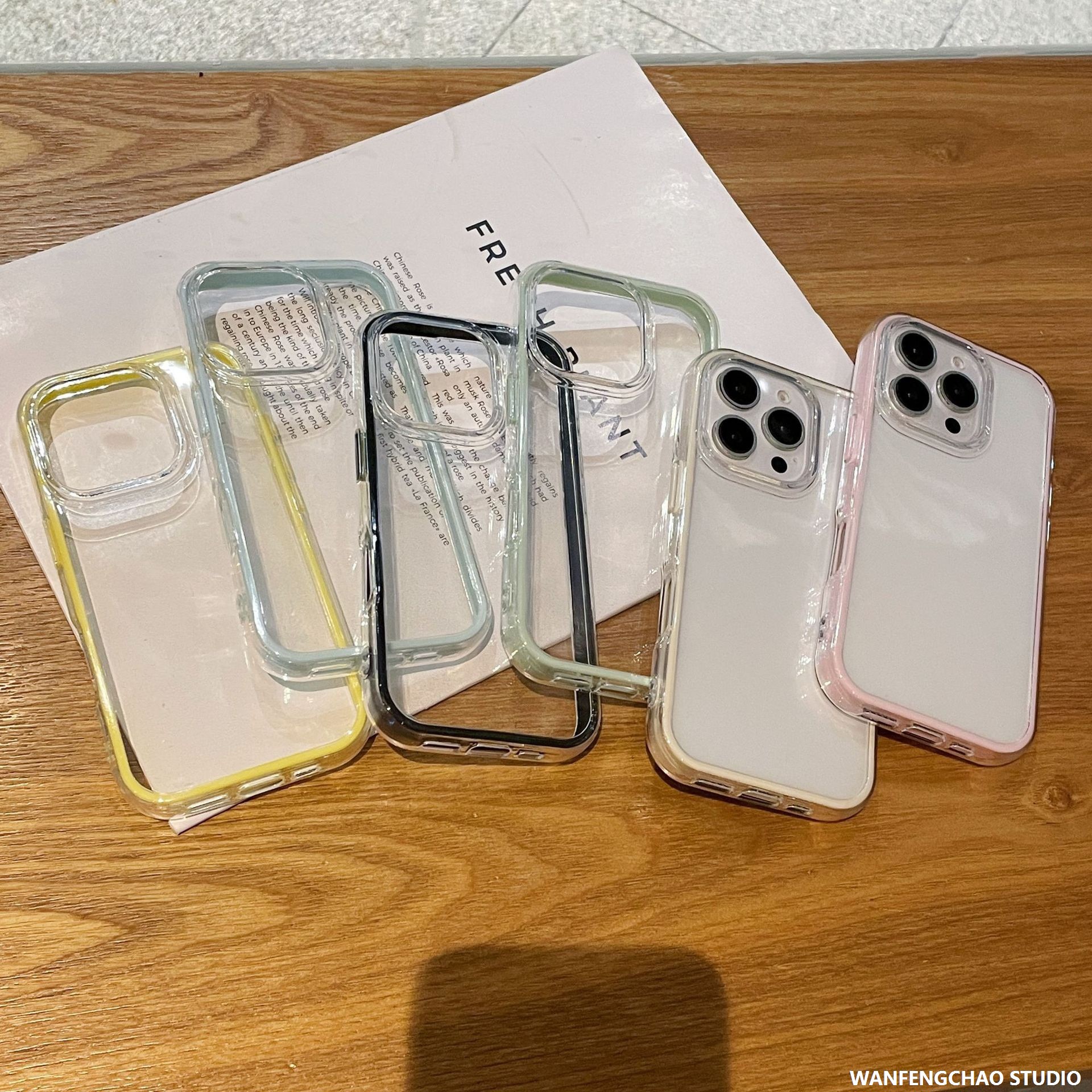 二合一糖果色边框适用iPhone16苹果15promax手机壳简约透明14防摔
