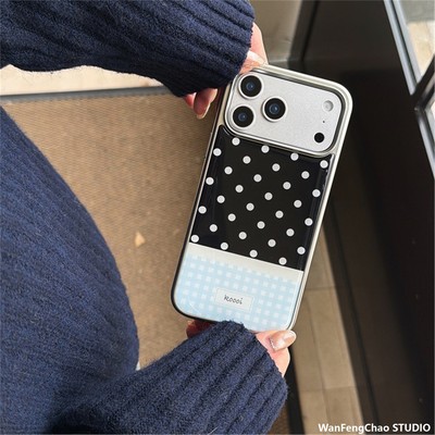 黑白波点拼接蓝适用17prom