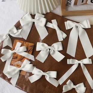 纯白色缎面蝴蝶结胸针别针小号缎带领结飘带大号衣服胸前装饰配件