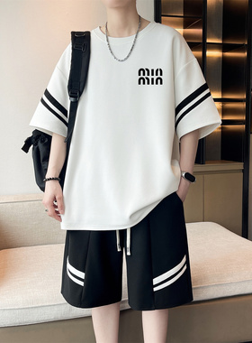 青少年睡衣男款夏季薄款冰丝短袖套装大童初高中学生可外穿家居服