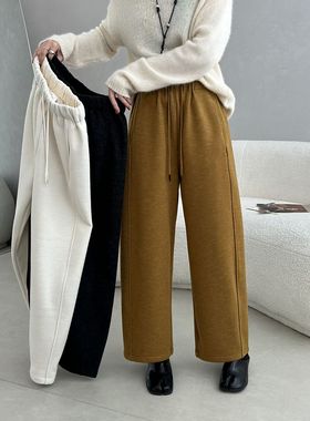 SSGG2025冬季新款韩版显瘦直筒休闲裤女宽松百搭直筒加绒阔腿裤女