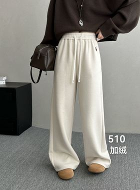 阔腿裤女2025冬季新款韩版百搭显瘦休闲加绒直筒拖地长裤SSGG510