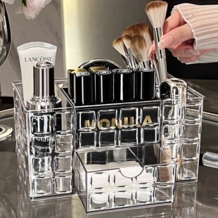 化妆盒收纳盒高级梳妆台眼影化妆刷口红指甲油卸妆棉护肤品置物架