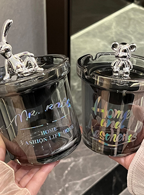 轻奢漏斗烟灰缸带盖防飞灰家用客厅创意个性大气办公室烟缸高级感