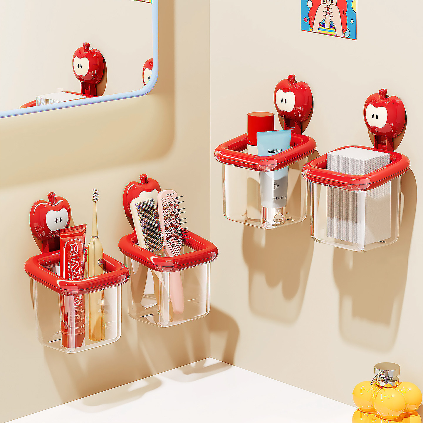 新款吸盘废弃洗脸巾收纳盒家用卫生间浴室洗手台壁挂擦脸巾置物架,收纳整理,洗脸巾收纳盒,淘宝优惠券,粉丝福利购,淘宝优惠卷