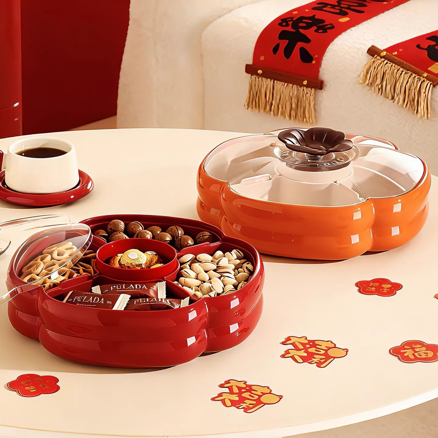 新款果盘客厅茶几家用干果盘创意防尘零食摆放盘大容量糖果收纳盒,餐饮具,果盆/果盘/果篮,淘宝优惠券,粉丝福利购,淘宝优惠卷