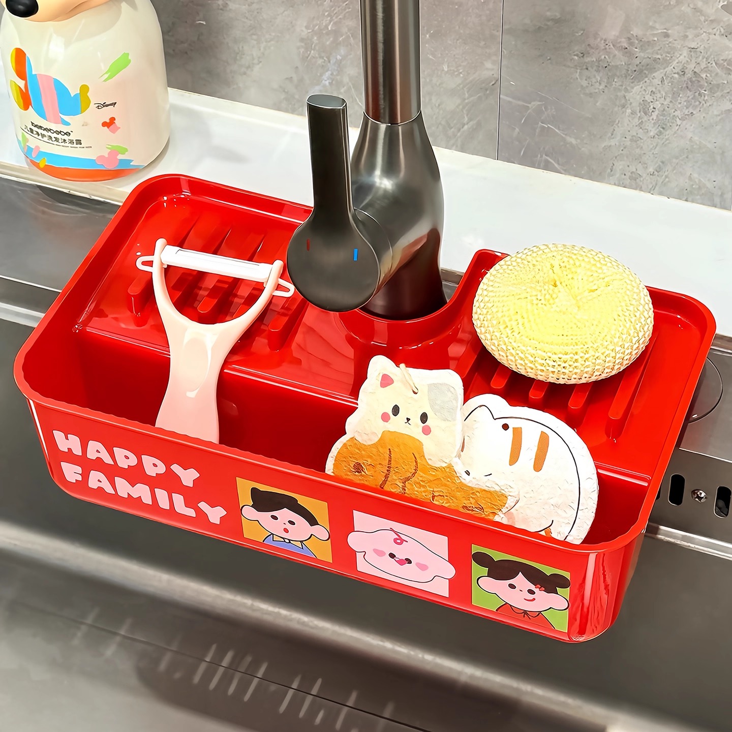 BSD吸盘水龙头置物架海绵沥水