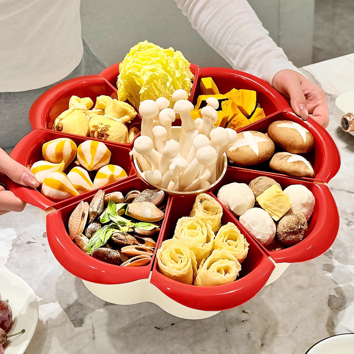 BSD火锅配菜盘家用分格蔬菜拼盘