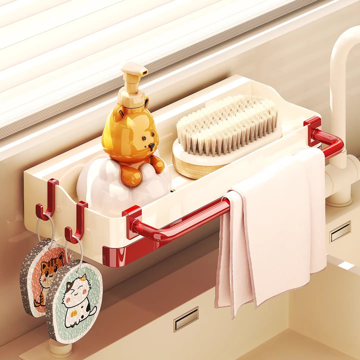 洗碗槽置物架家用厨房多功能抹布架壁挂式沥水篮海绵钢丝球收纳架,厨房/烹饪用具,抹布架/厨房清洁收纳架,淘宝优惠券,粉丝福利购,淘宝优惠卷