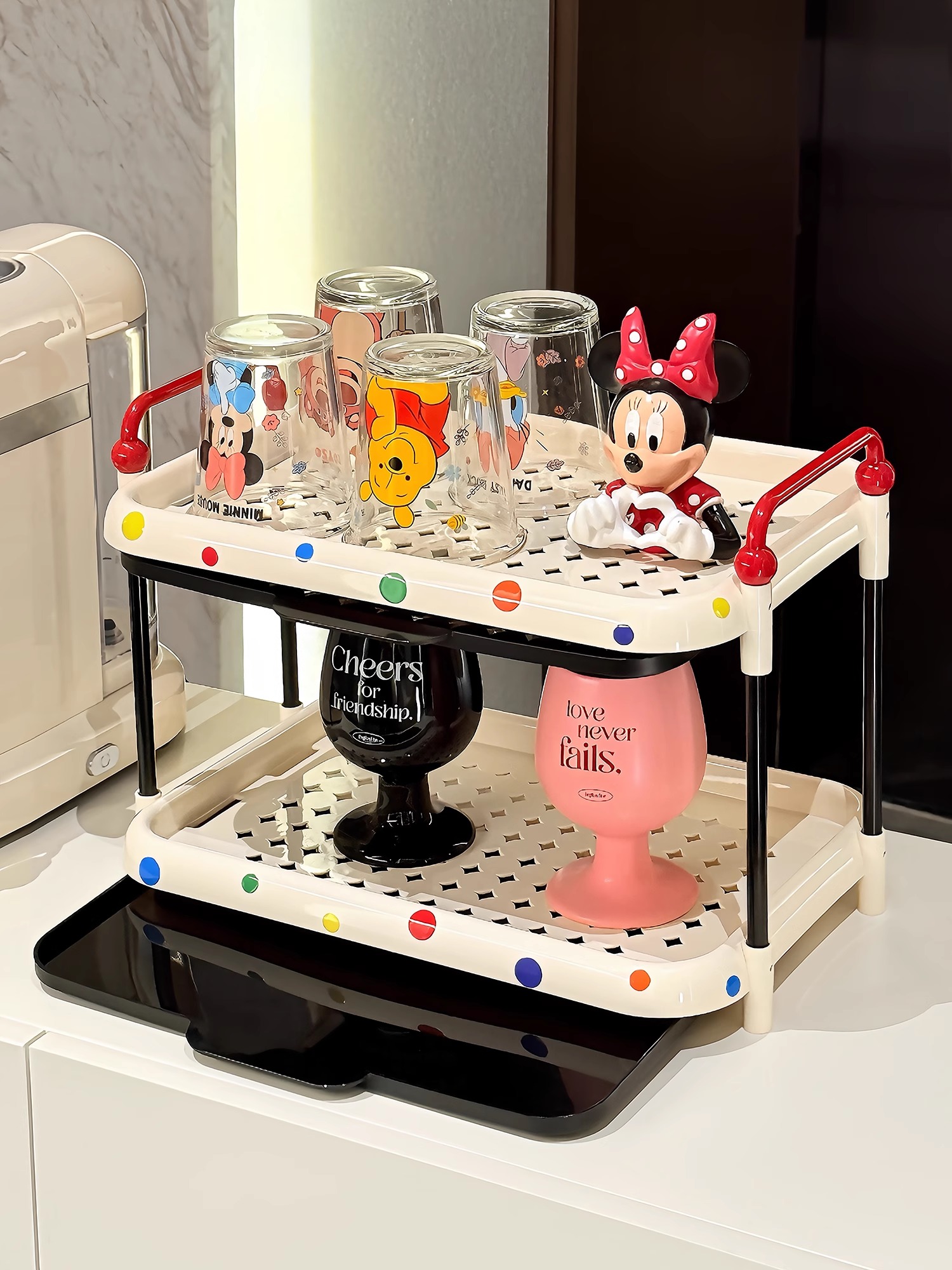 杯子收纳置物架桌面放水杯架子家用双层杯子沥水架杯具茶杯收纳架