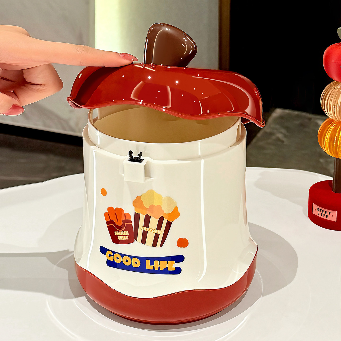 新款苹果桌面垃圾桶按压式家用带盖收纳筒办公室卧室床头小号纸篓,家庭/个人清洁工具,垃圾桶,淘宝优惠券,粉丝福利购,淘宝优惠卷