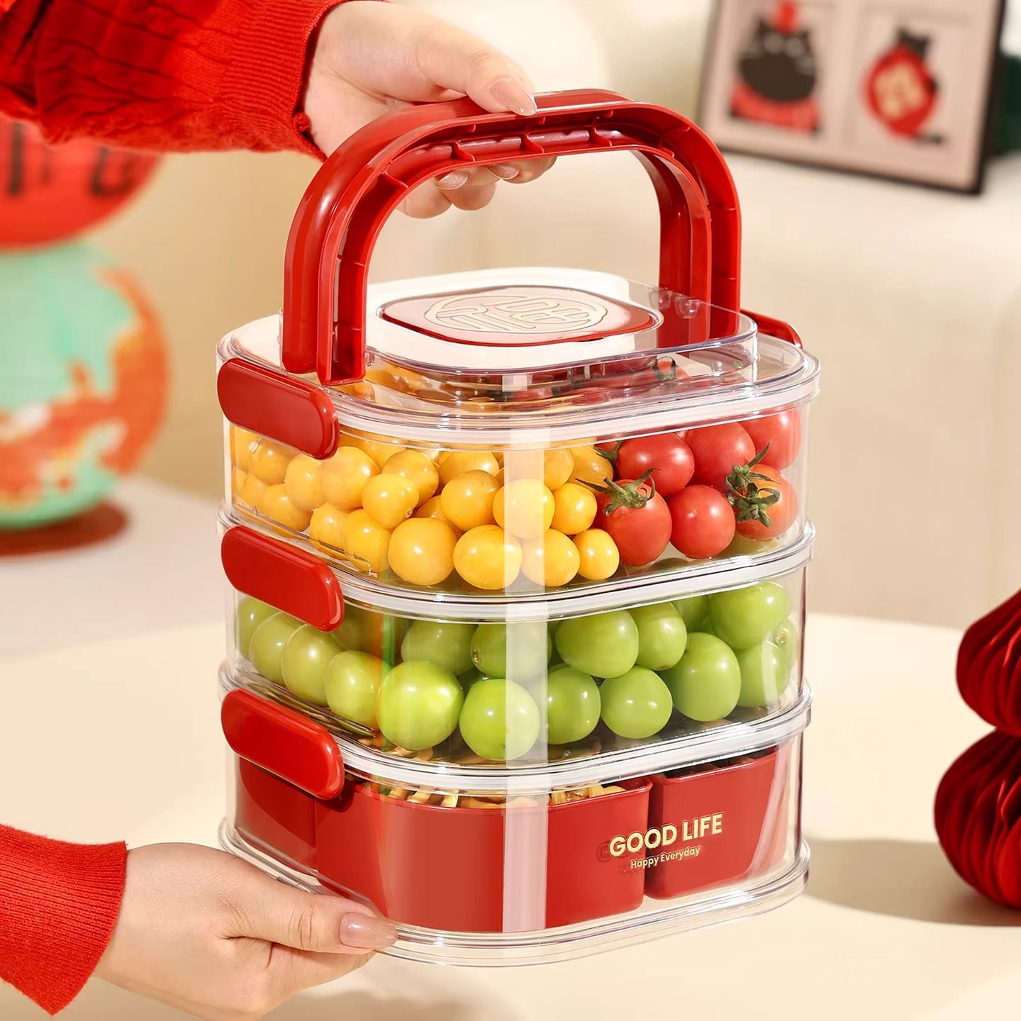 果盘客厅茶几家用干果收纳盒密封防潮糖果盒多层大容量零食摆放盘,餐饮具,果盆/果盘/果篮,淘宝优惠券,粉丝福利购,淘宝优惠卷