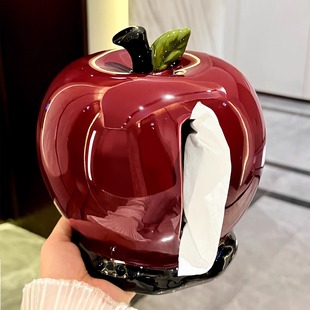 苹果纸巾盒客厅高档轻奢抽纸盒新款家用创意茶几摆件陶瓷餐巾纸盒