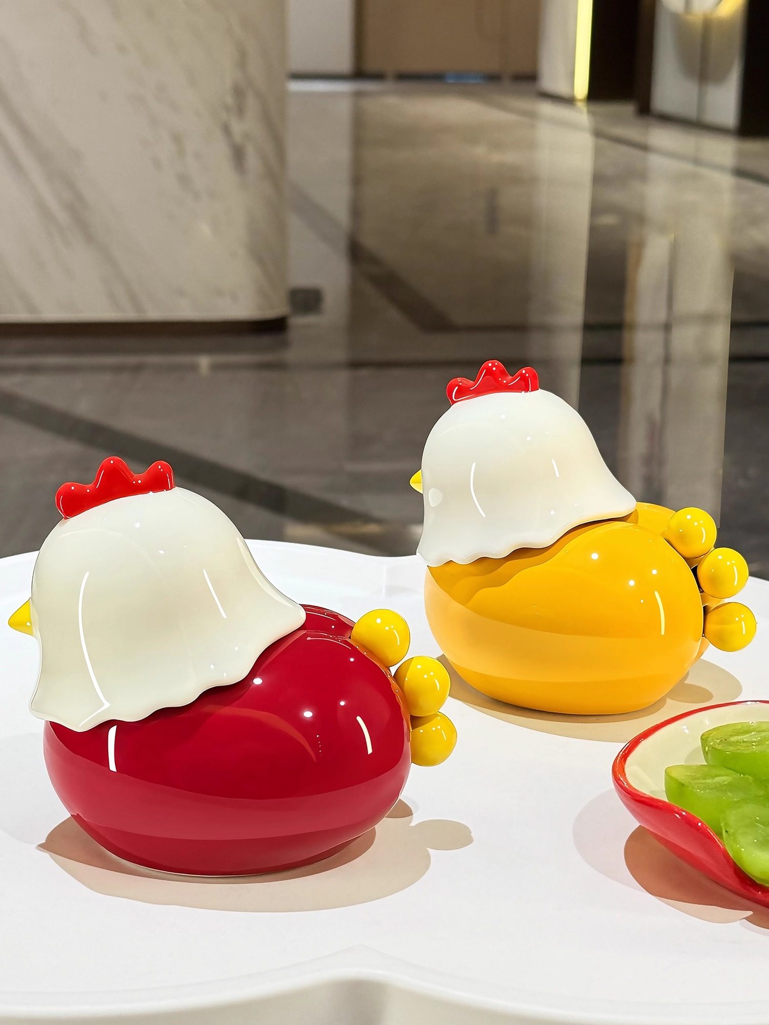 小鸡陶瓷牙签盒二合一水果叉套装棉签牙线收纳盒家用高档创意摆件,餐饮具,牙签筒,淘宝优惠券,粉丝福利购,淘宝优惠卷