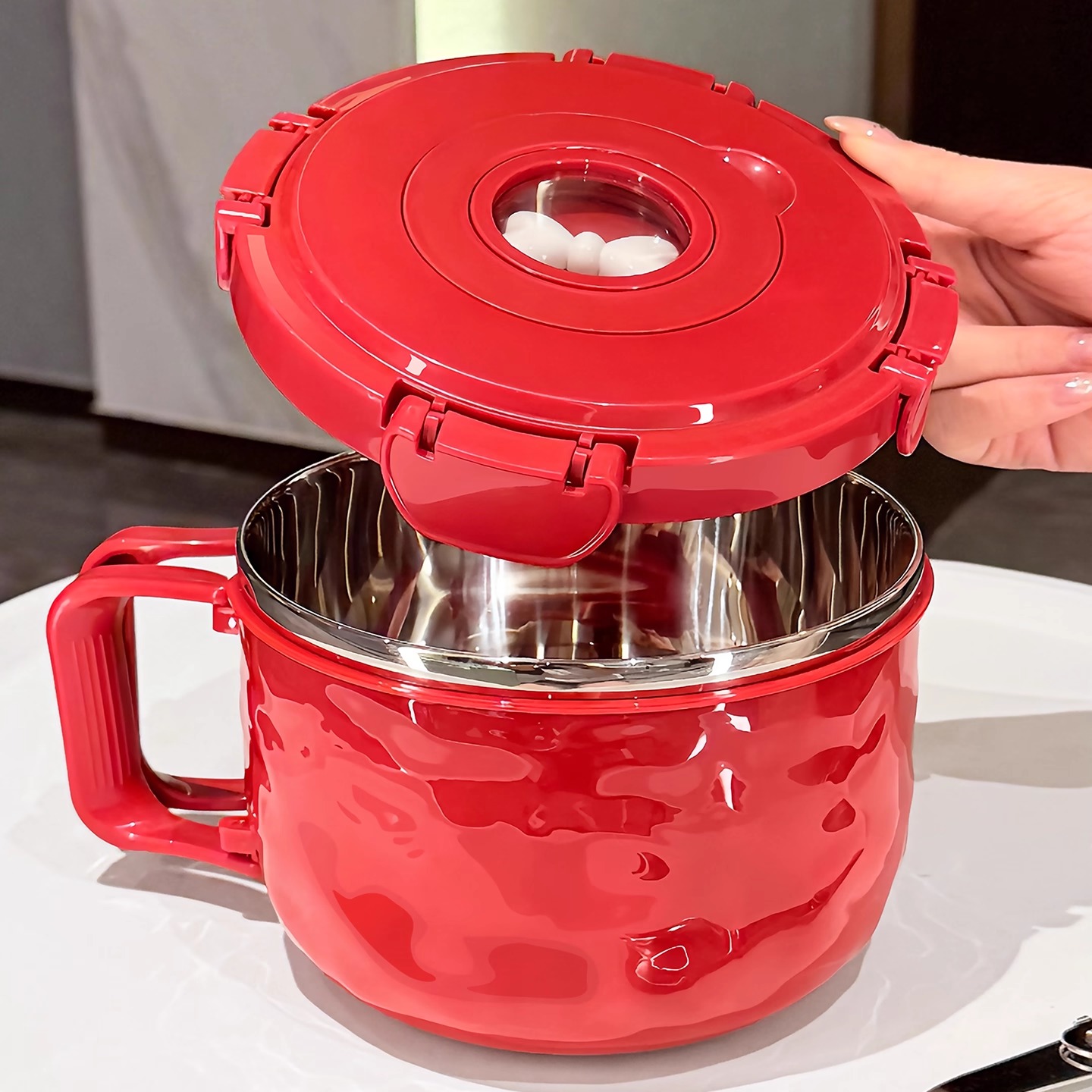 BSD不锈钢带盖便捷手柄泡面碗