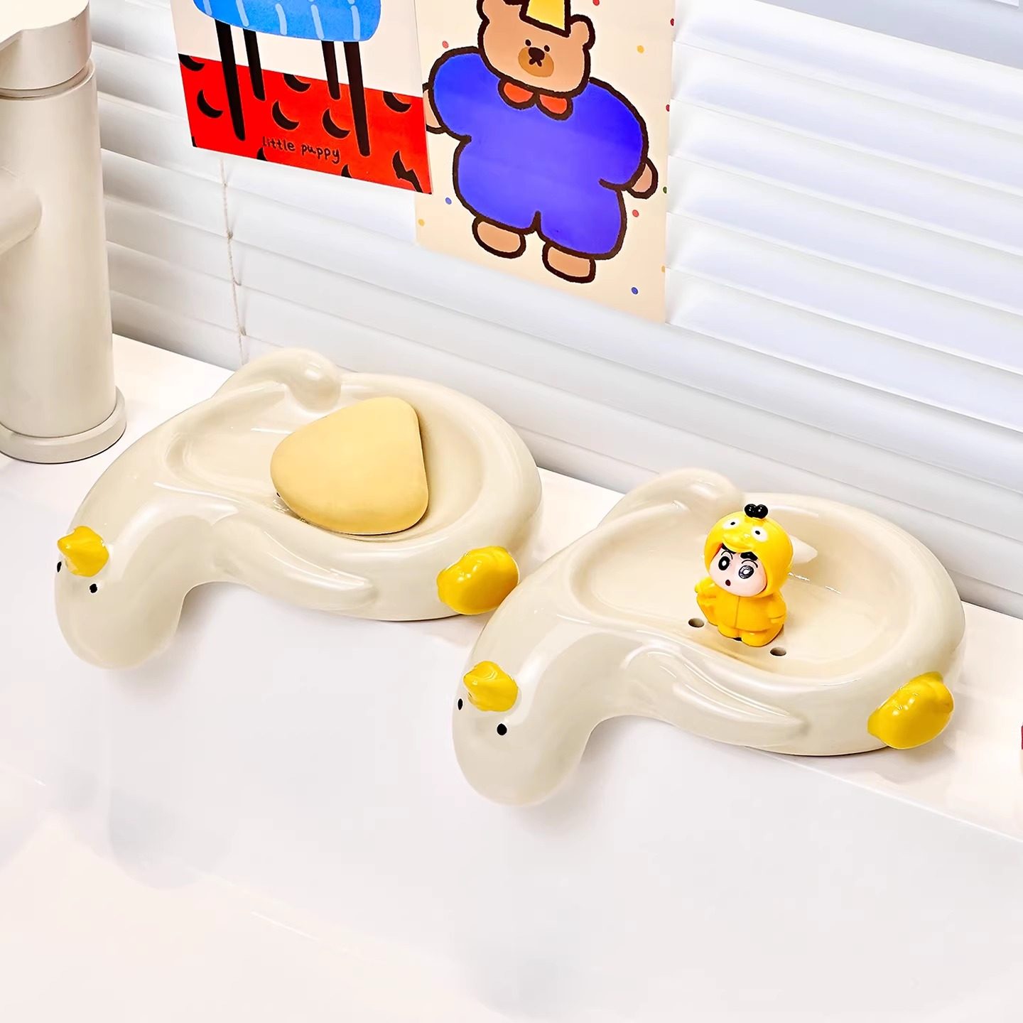 卡通肥皂盒家用创意陶瓷皂盒卫生间台面香皂置物架浴室可沥水皂托