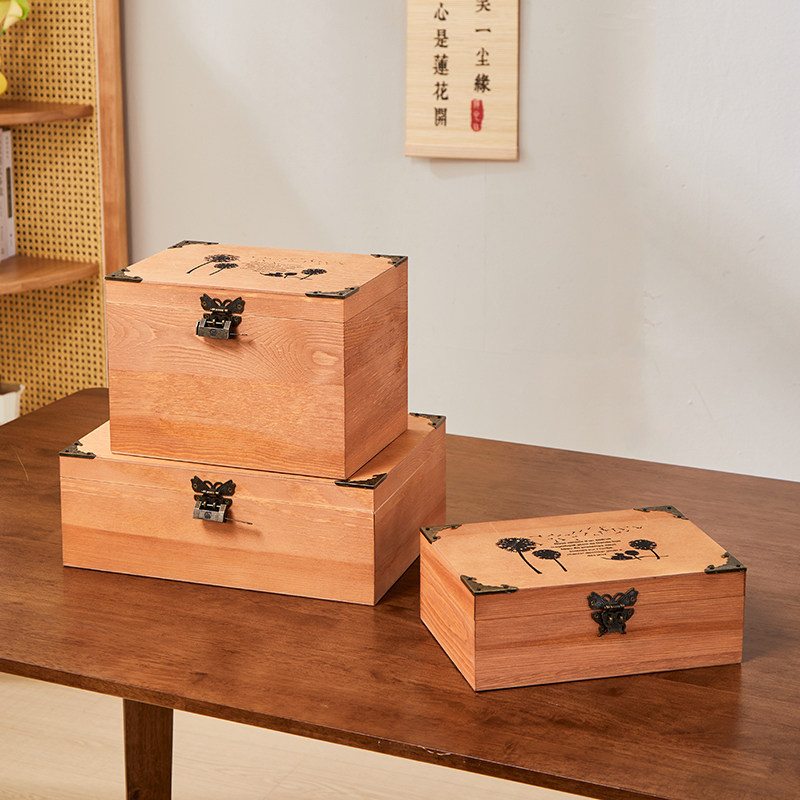 实木收纳箱家用桌面茶具整理盒图片
