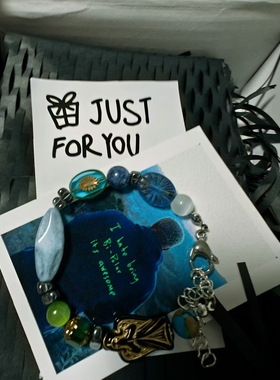 原创设计kanye捷克琉璃珠雪山说唱专辑封面手链侃爷