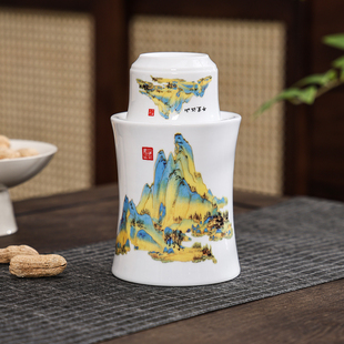 陶瓷温酒壶家用烫酒器中式暖热酒具三两白酒黄酒温酒器酒杯小套装