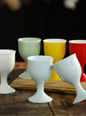 一1两50ml白酒杯家用5钱陶瓷酒杯套装清酒杯小号一口杯烈酒高脚杯