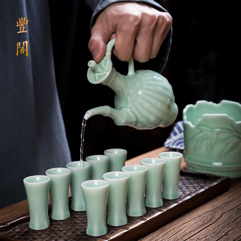 丰阁传统酒杯套装家用酒盅陶瓷酒具