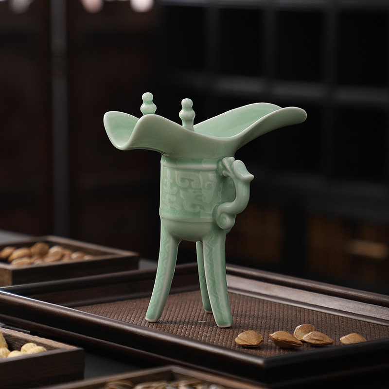 仿古宫廷风三足爵杯白酒杯套装图片