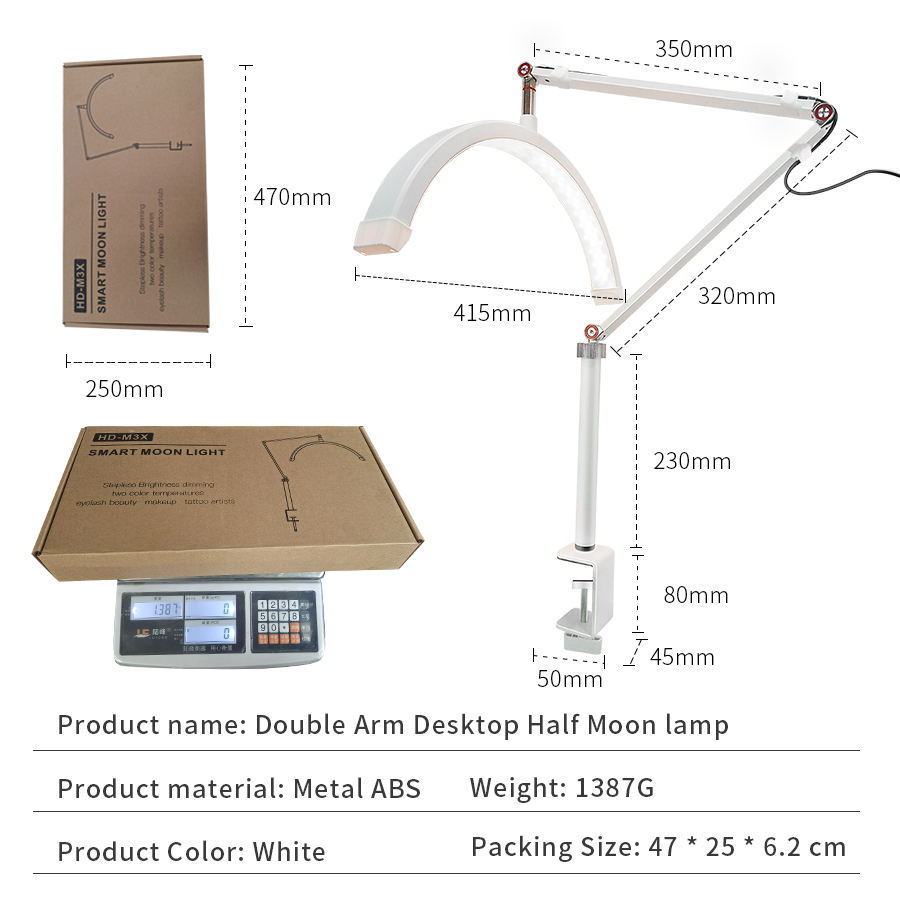 HXD half moon led lash ring light lamp eyelash extension