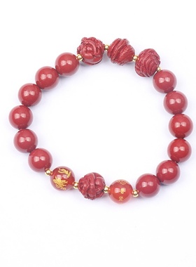 朱砂手链正品女龙年转运三合六合手串男女款本命年朱砂手串