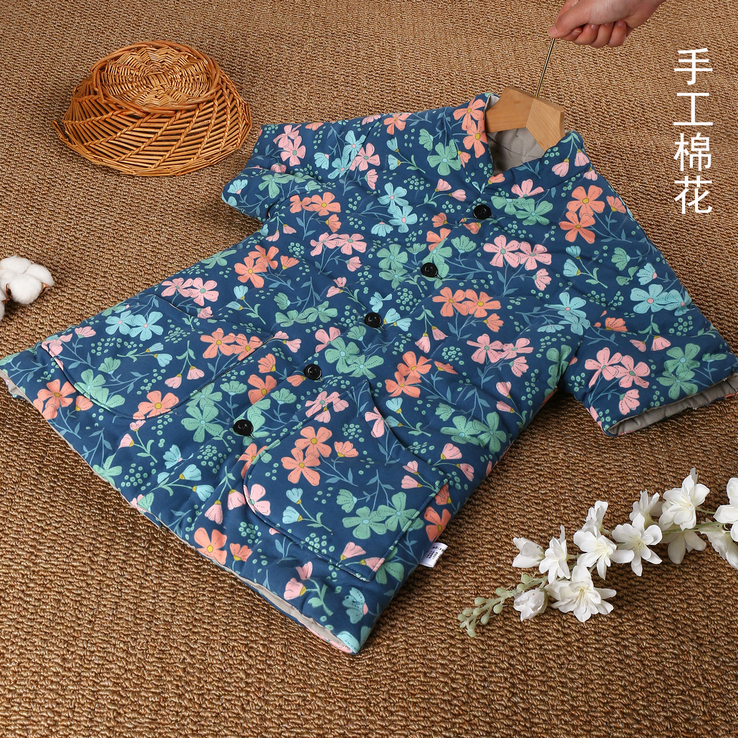 纯手工女士棉花短袖棉袄