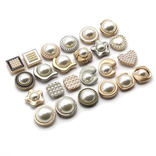 金属扣子圆形高档金色女大衣羊绒精致珍珠大纽扣百搭装饰扣配件