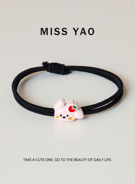 MISS YAO可爱卡通小动物发圈女黑色弹力头绳日系发饰