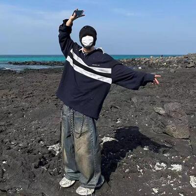 ProjectGR做旧假两件polo衫长袖