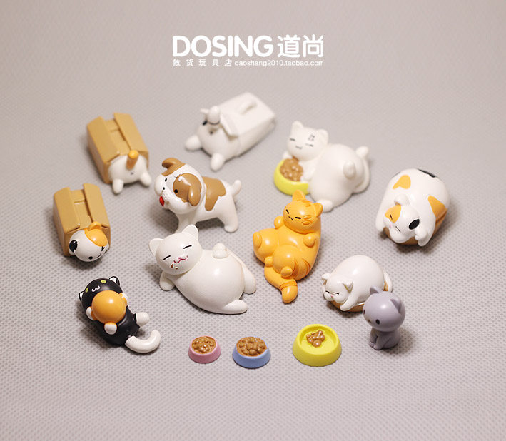 仿真动物 小猫咪 肥猫 卡通可爱q版小花猫 树脂手办玩偶模型摆件