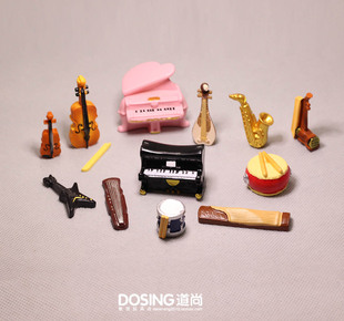 食玩 钢琴小提琴古筝电吉他萨克斯 树脂小摆件 乐器 仿真微缩模型