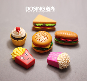 仿真微缩模型食品 食玩 汉堡包 薯条蛋糕爆米花 塑料PVC玩具摆件
