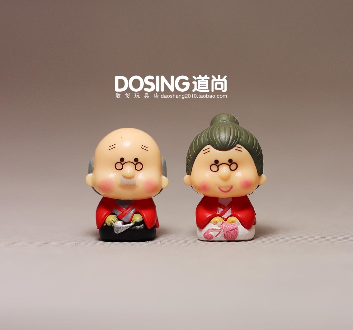 q版小号 白头偕老 老夫老妻 老头老太 老人情侣 手办公仔人偶摆件