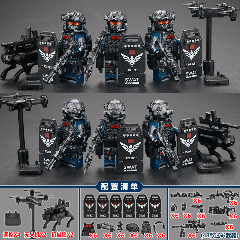 三角洲行动积木人仔威龙特警兼容乐高兵人偶军事拼装手办模型玩具