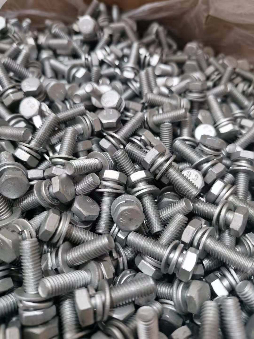 8.8级达克罗外六角三组合螺丝弹垫平垫套装m6X20一百只碳钢螺栓